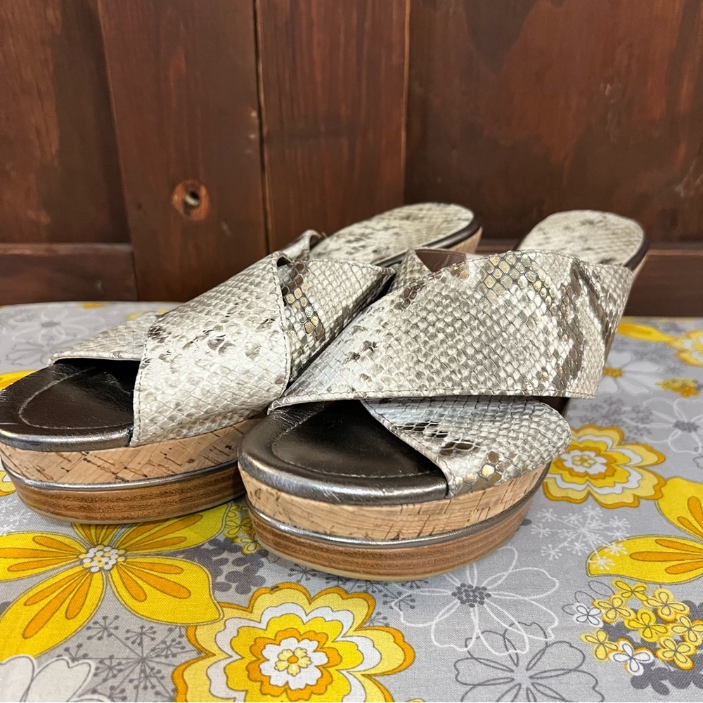 Donald J. Pliner Brown and Cream Platform Sandals